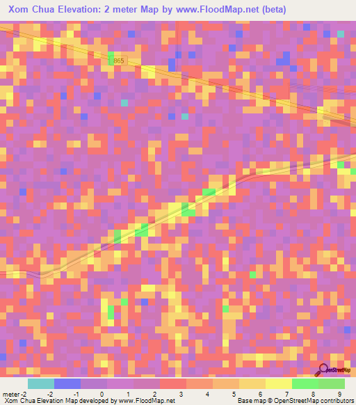 Xom Chua,Vietnam Elevation Map