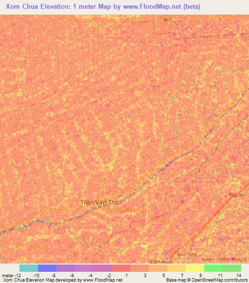 Xom Chua,Vietnam Elevation Map