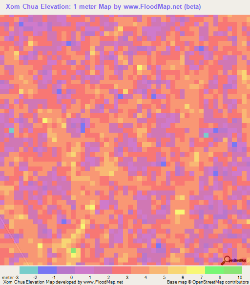 Xom Chua,Vietnam Elevation Map