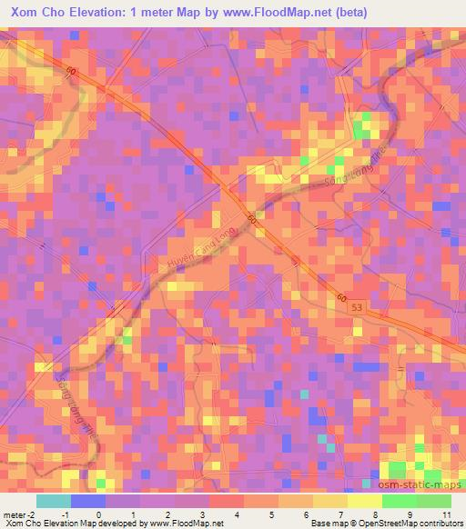 Xom Cho,Vietnam Elevation Map