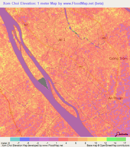 Xom Choi,Vietnam Elevation Map