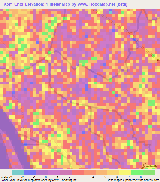 Xom Choi,Vietnam Elevation Map