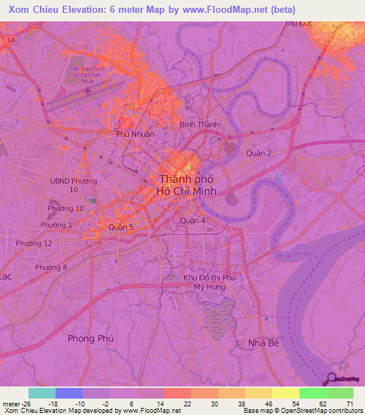 Xom Chieu,Vietnam Elevation Map