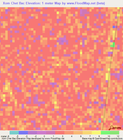 Xom Chet Bac,Vietnam Elevation Map