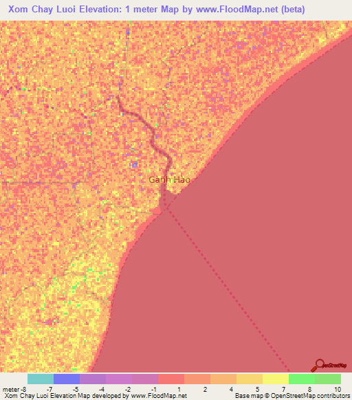 Xom Chay Luoi,Vietnam Elevation Map