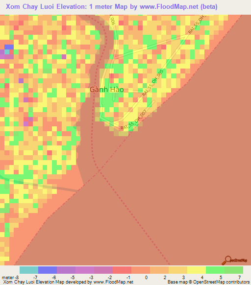 Xom Chay Luoi,Vietnam Elevation Map