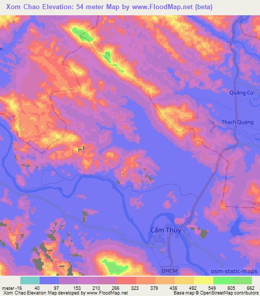 Xom Chao,Vietnam Elevation Map