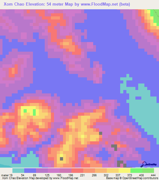 Xom Chao,Vietnam Elevation Map