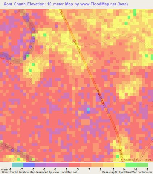 Xom Chanh,Vietnam Elevation Map