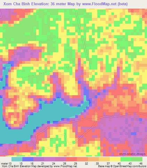 Xom Cha Binh,Vietnam Elevation Map