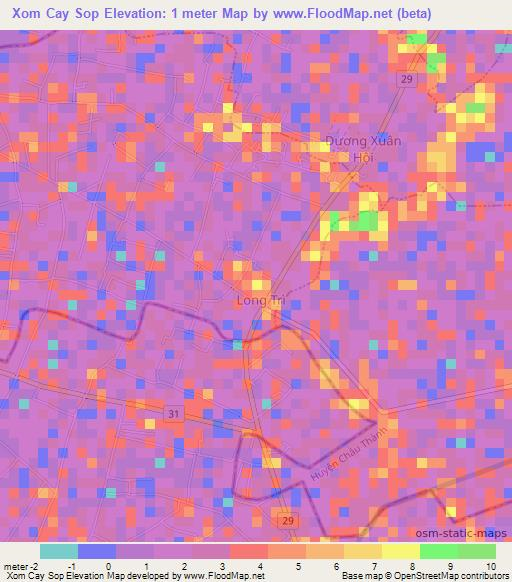 Xom Cay Sop,Vietnam Elevation Map