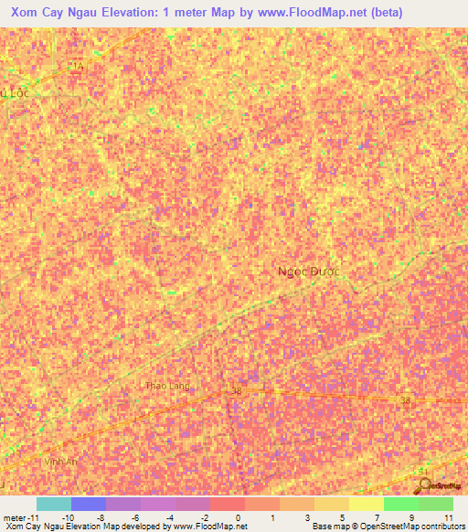 Xom Cay Ngau,Vietnam Elevation Map