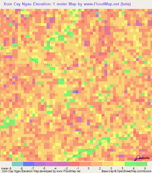 Xom Cay Ngau,Vietnam Elevation Map