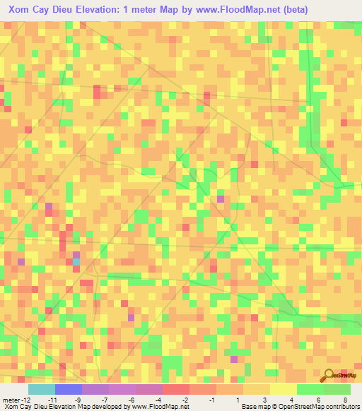 Xom Cay Dieu,Vietnam Elevation Map