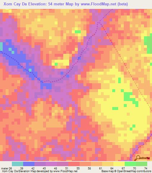 Xom Cay Da,Vietnam Elevation Map