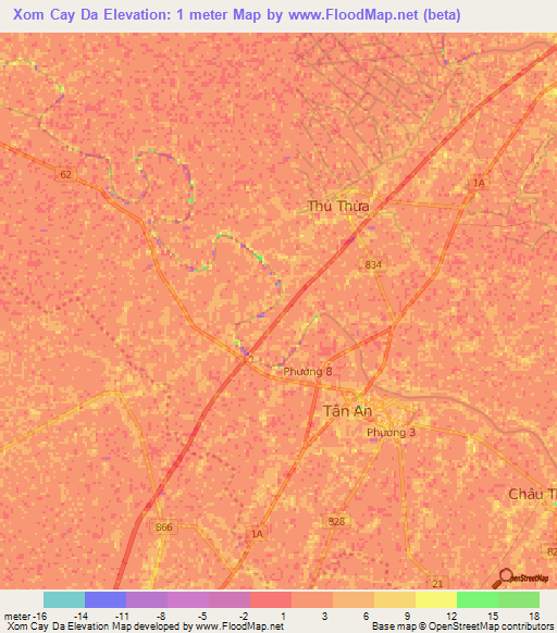 Xom Cay Da,Vietnam Elevation Map