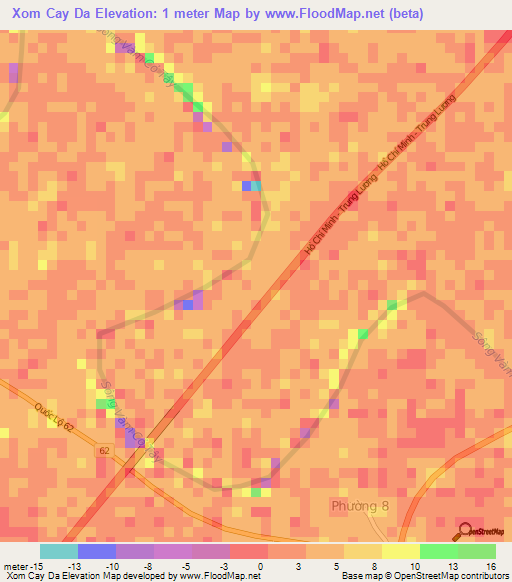 Xom Cay Da,Vietnam Elevation Map