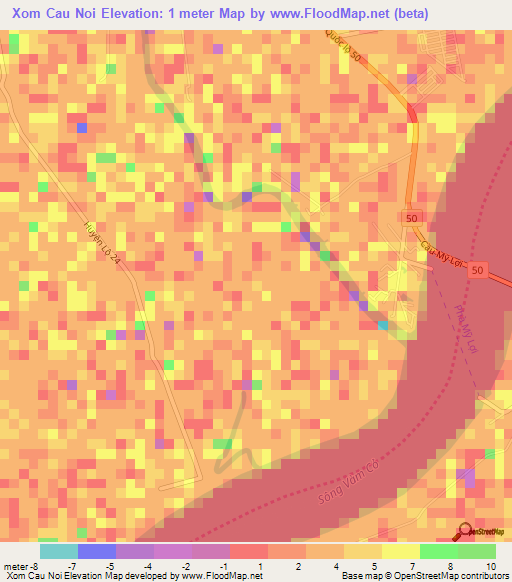 Xom Cau Noi,Vietnam Elevation Map