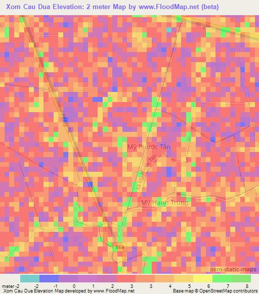 Xom Cau Dua,Vietnam Elevation Map