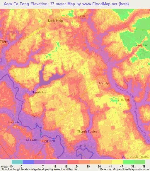 Xom Ca Tong,Vietnam Elevation Map