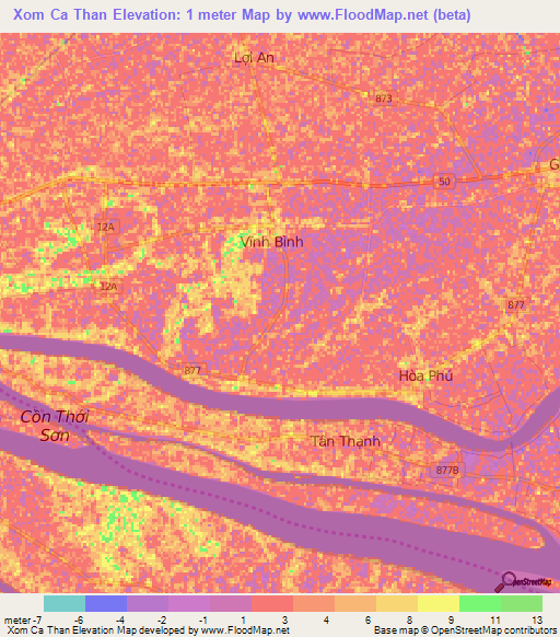 Xom Ca Than,Vietnam Elevation Map