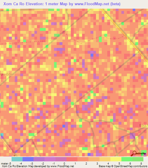 Xom Ca Ro,Vietnam Elevation Map