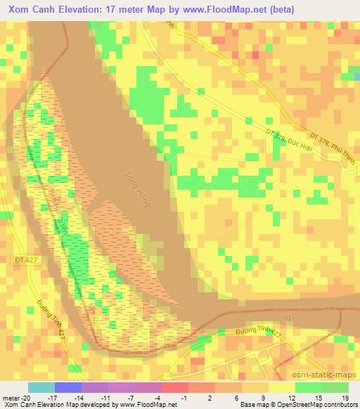 Xom Canh,Vietnam Elevation Map