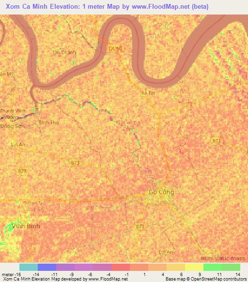 Xom Ca Minh,Vietnam Elevation Map