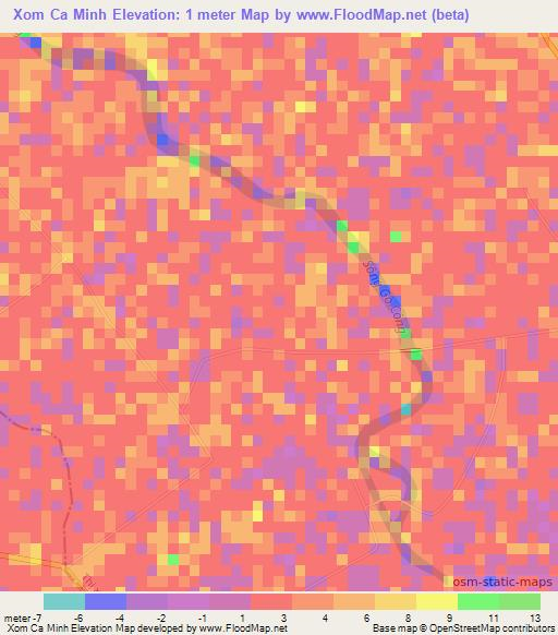 Xom Ca Minh,Vietnam Elevation Map