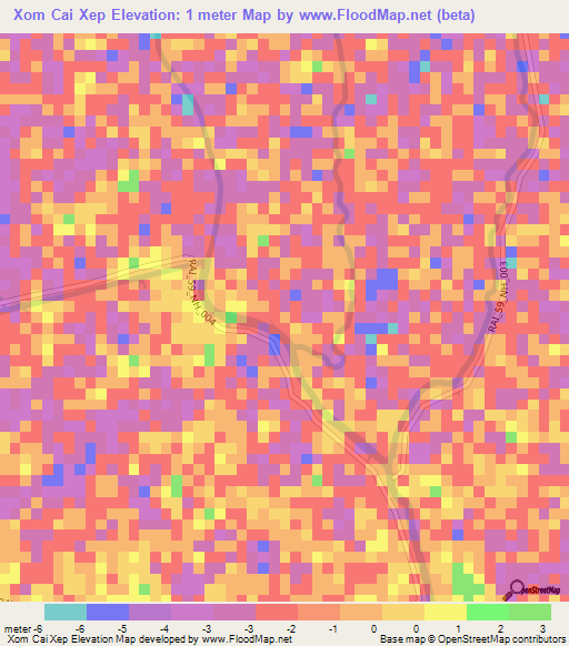 Xom Cai Xep,Vietnam Elevation Map