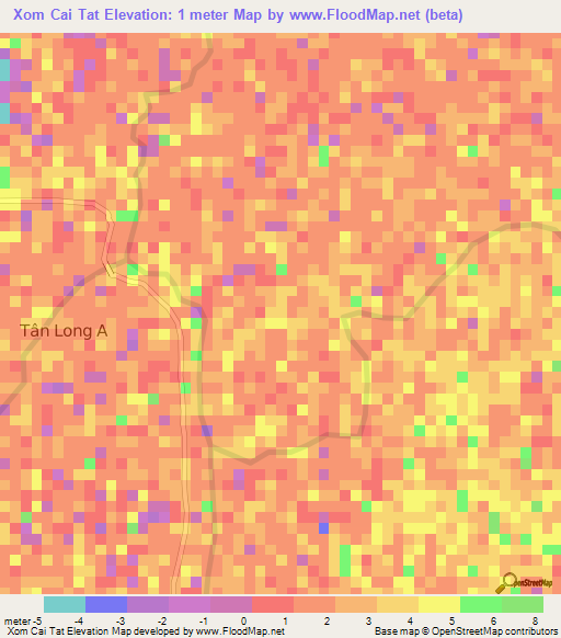 Xom Cai Tat,Vietnam Elevation Map