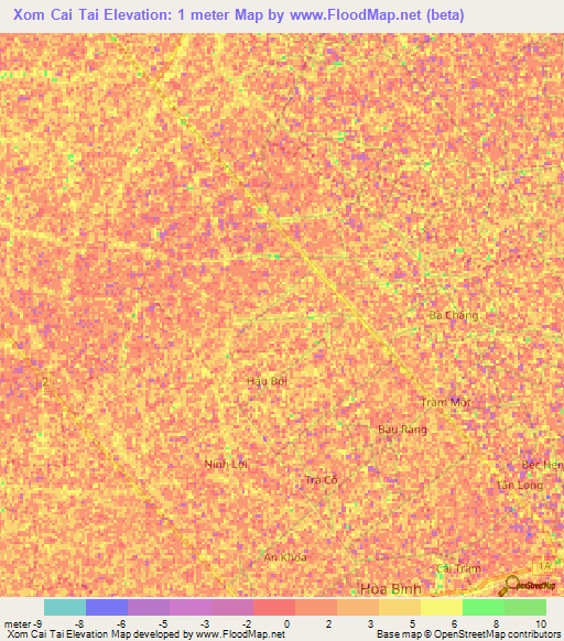 Xom Cai Tai,Vietnam Elevation Map