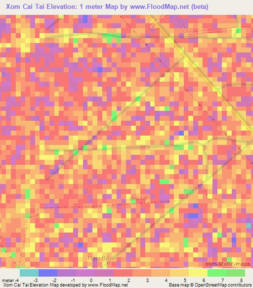 Xom Cai Tai,Vietnam Elevation Map