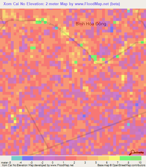 Xom Cai No,Vietnam Elevation Map