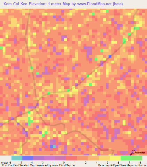 Xom Cai Keo,Vietnam Elevation Map