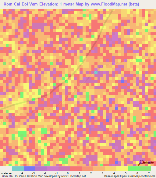 Xom Cai Doi Vam,Vietnam Elevation Map