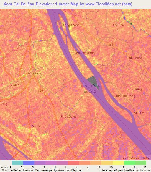 Xom Cai Be Sau,Vietnam Elevation Map