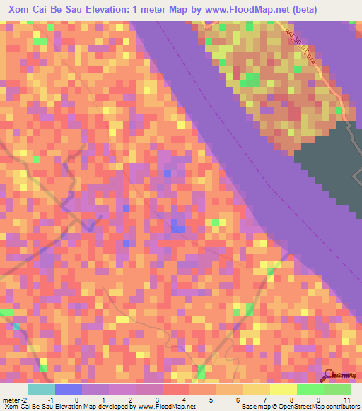 Xom Cai Be Sau,Vietnam Elevation Map