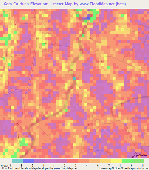 Xom Ca Huan,Vietnam Elevation Map