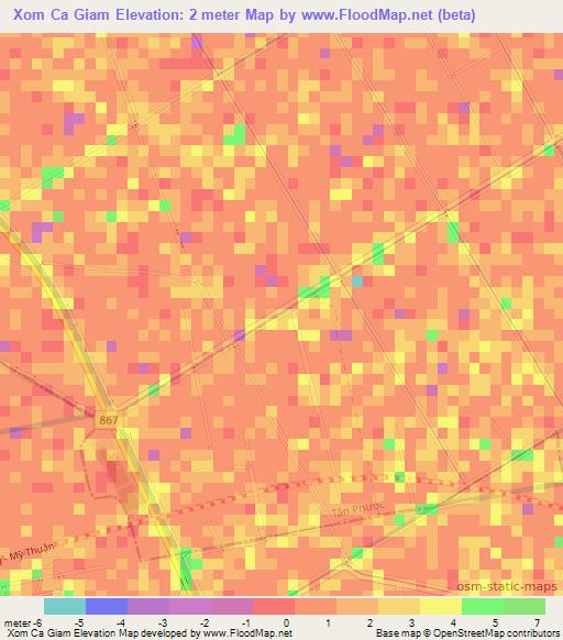 Xom Ca Giam,Vietnam Elevation Map