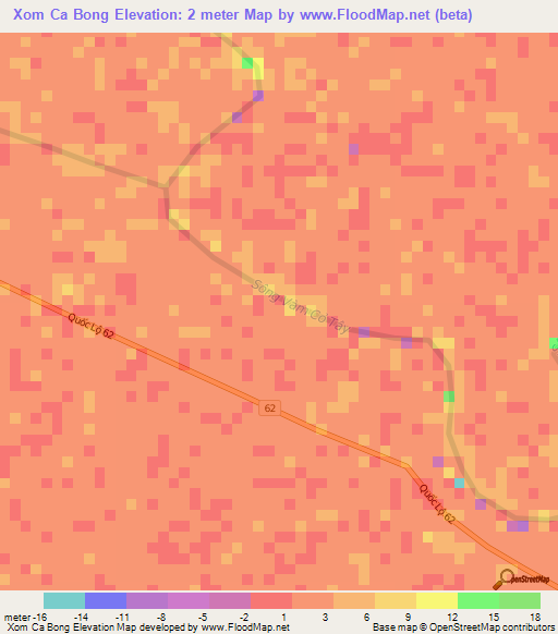 Xom Ca Bong,Vietnam Elevation Map