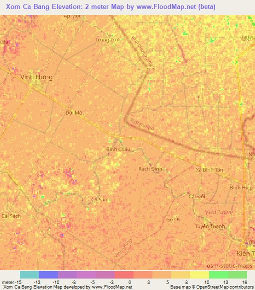 Xom Ca Bang,Vietnam Elevation Map