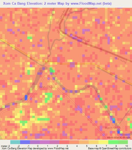 Xom Ca Bang,Vietnam Elevation Map