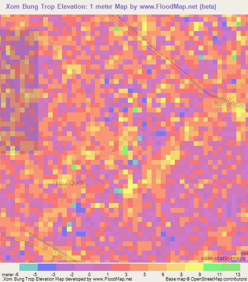 Xom Bung Trop,Vietnam Elevation Map