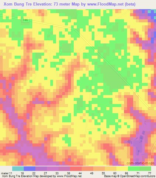 Xom Bung Tre,Vietnam Elevation Map