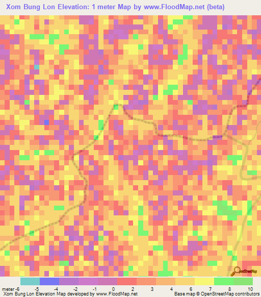 Xom Bung Lon,Vietnam Elevation Map