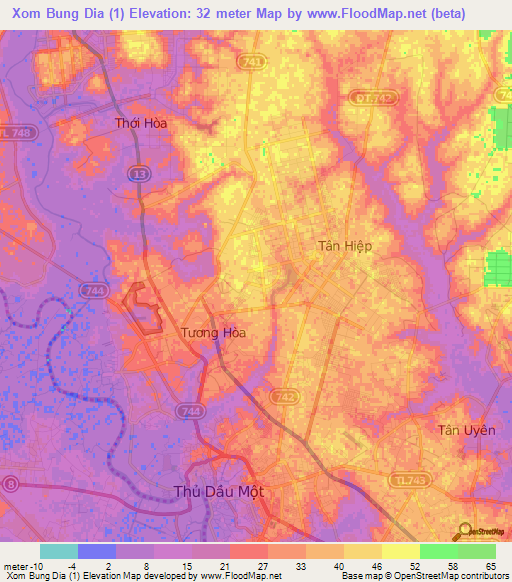 Xom Bung Dia (1),Vietnam Elevation Map