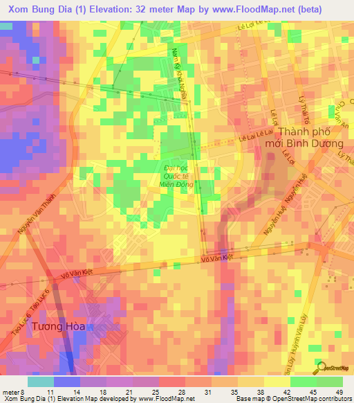 Xom Bung Dia (1),Vietnam Elevation Map