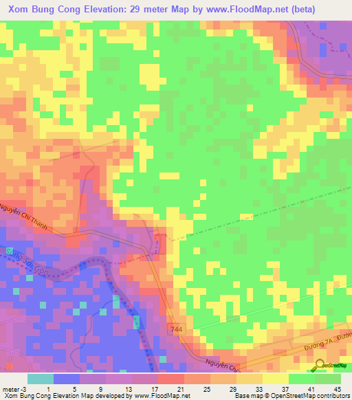 Xom Bung Cong,Vietnam Elevation Map