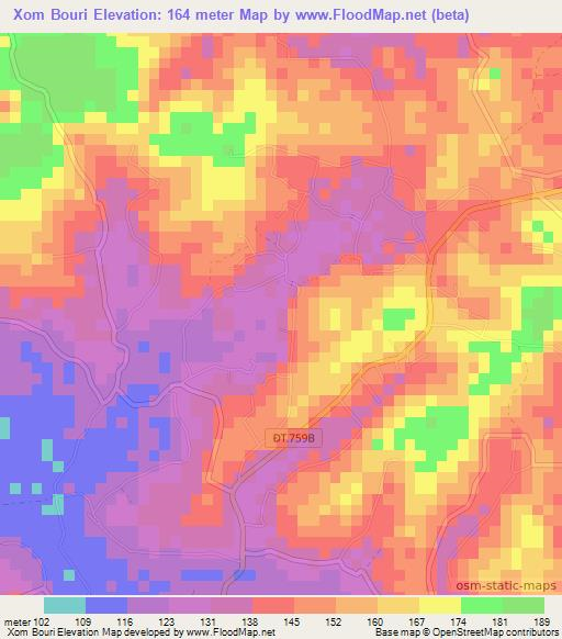 Xom Bouri,Vietnam Elevation Map